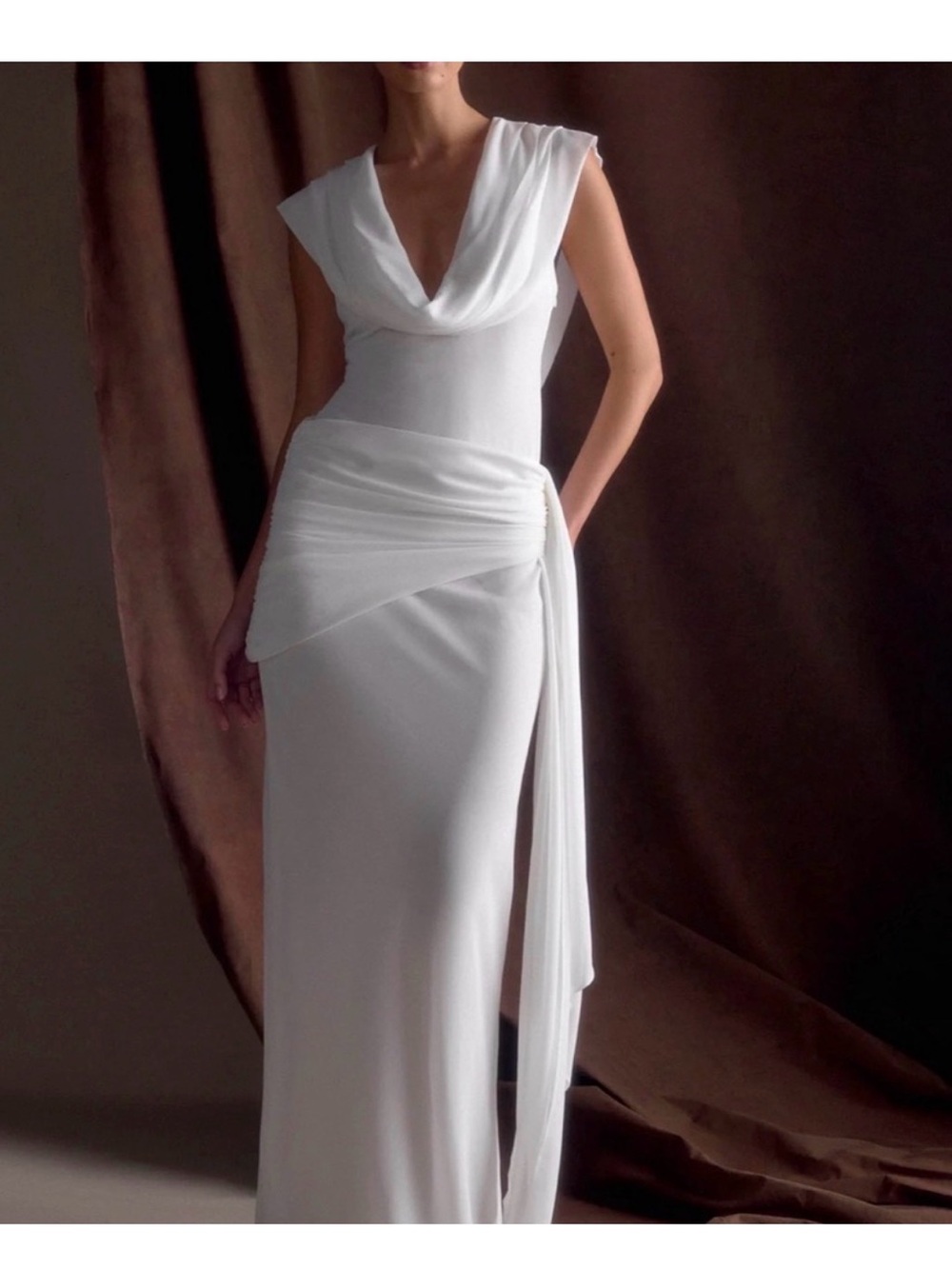 Meshki Giulia Chiffon Draped Maxi - Size Small